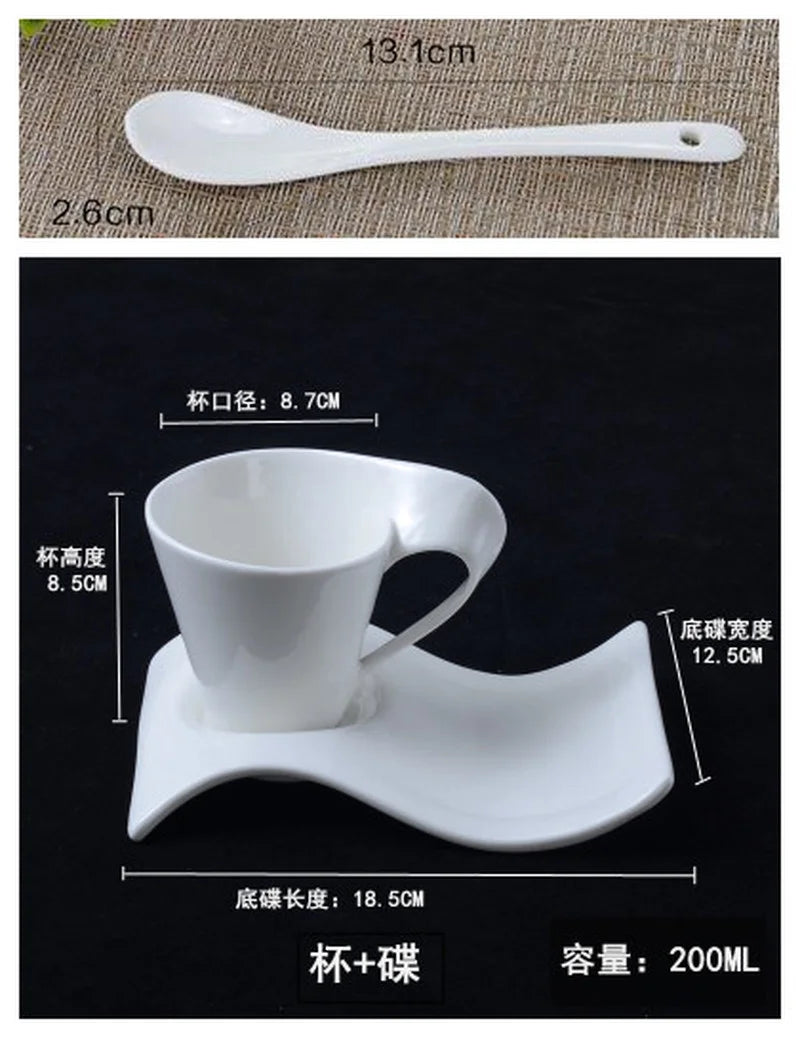 tasse blanc porcelaine moderne respectueux environnement 130ml 200ml 300ml 90ml cuillère dorée gâteau