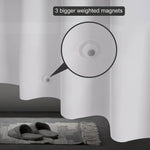 rideau douche blanc semi transparent moderne magnets lestés crochets