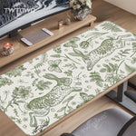 tapis souris lapin vert fleurs graphique adhésif grande taille gamer blanc naturel