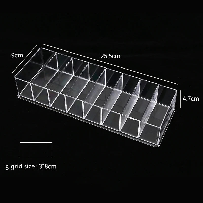 présentoir transparent rouge lèvres organisateur maquillage pinceaux crèmes poudres moderne minimaliste acrylic