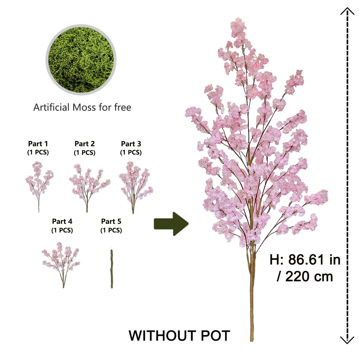 arbre artificiel fleurs cerisier rose clair moderne décoration intérieure mariage salon