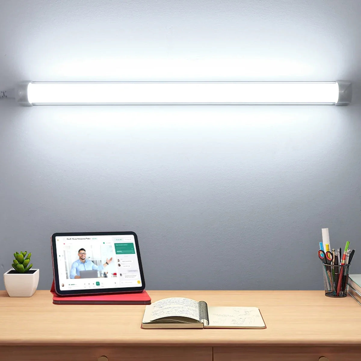 tube led blanc lisse ultra lumineux 50cm moderne clips inclusion connecteur fil blanc modernité