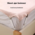 attaches draps réglables sangles élastiques clips métalliques modernes literie rose blanc gris argenté minimaliste