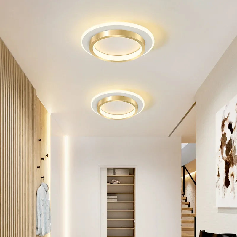 plafonnier led moderne rond blanc doré luminaire intérieur salon couloir chambre minimaliste