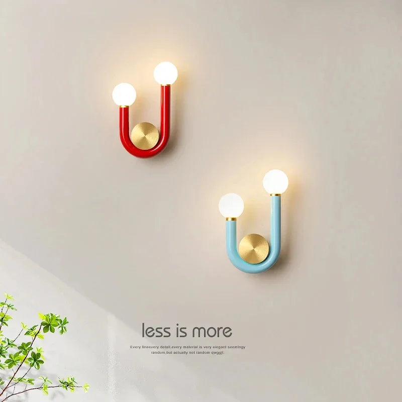 applique murale moderne led rouge bleu rose doré chambre salon minimaliste fixée mur