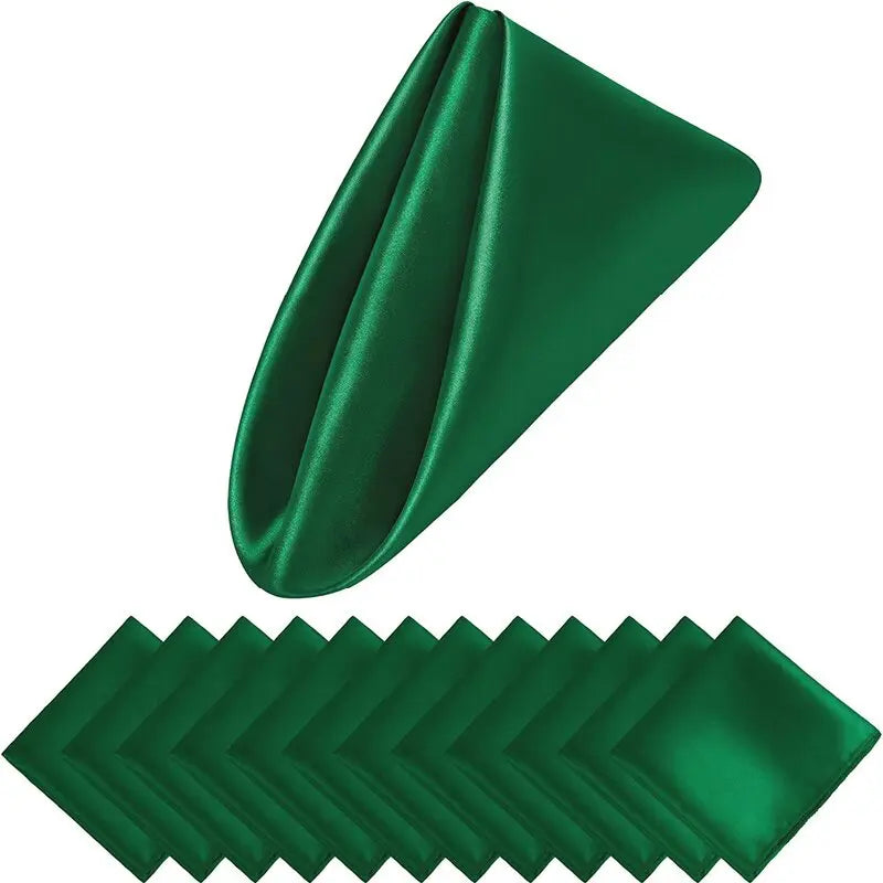 serviettes table couleur rouge vert bleu rose jaune satinées classiques ruban blanc inclusion étiquette