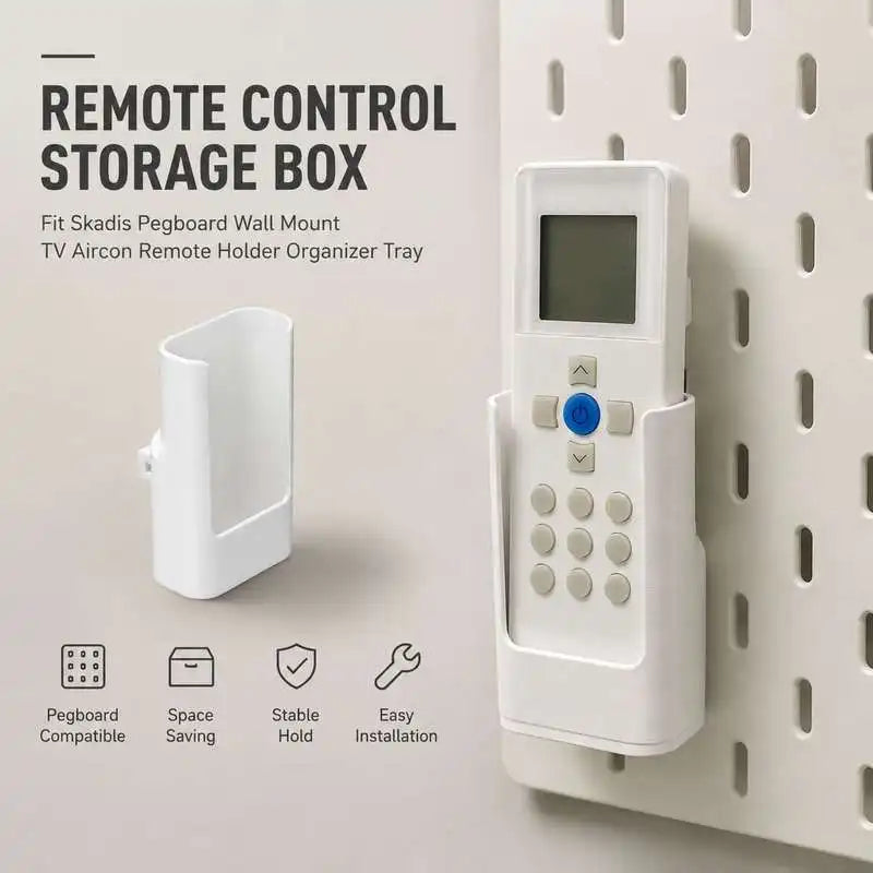 boîte rangement télécommandes blanc texture rugueuse adhésif pratique moderne stockage
