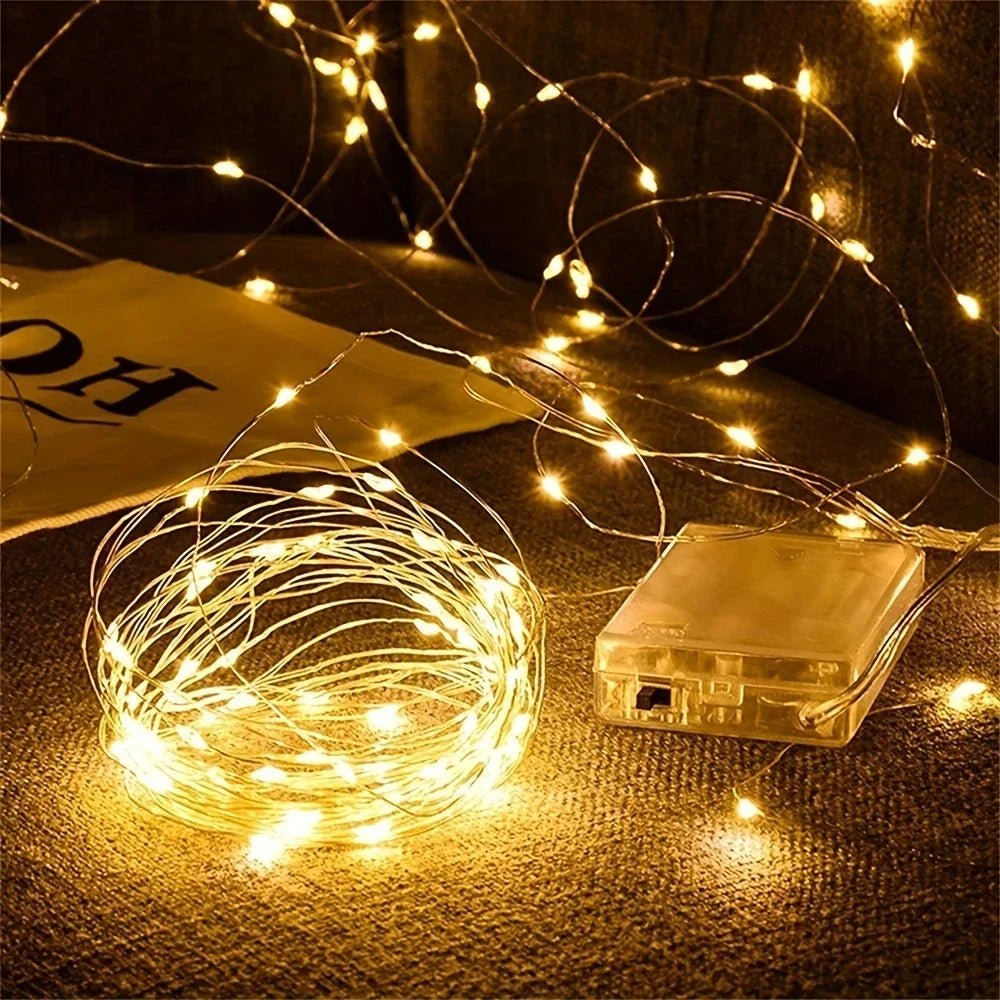 guirlande lumineuse fil cuivre led blanc chaud décoration maison mariage fête guirlande féerique
