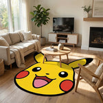 tapis pikachu jaune souriant oreilles noires joues rouges chambre enfant cartoon mignon adhésif polyestère
