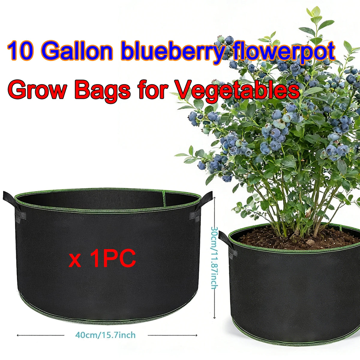 sacs culture légumes fibre végétale noir poignées portables 10 gallons 50 pièces