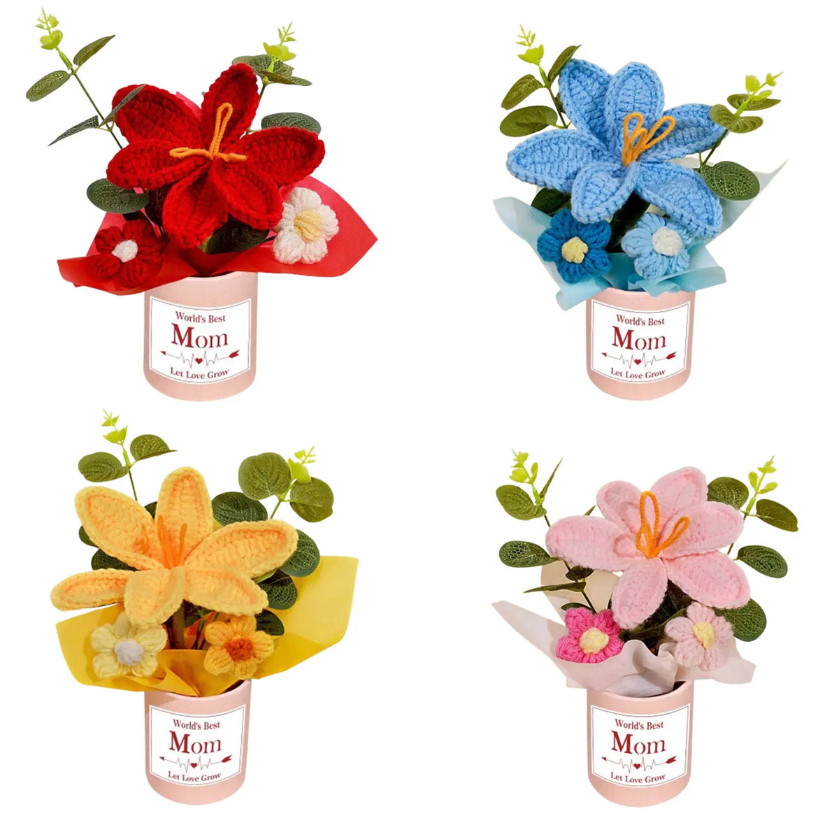 bouquet artificiel fleurs rouges bleues jaunes roses violettes feuilles vertes décoration maison anniversaire fête