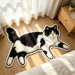 tapis sol antidérapant imperméable chats imprimé noir blanc gris animaux couloir exercice adultes