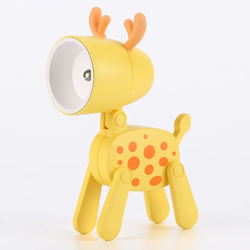 veilleuse pliante animaux chien girafe lampe table bleu jaune rose modernes clips