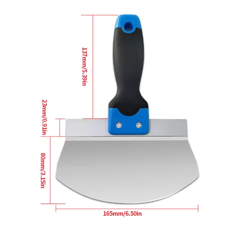 couteau pâte métal noir bleu argenté poignée moderne lisse inoxydable finition cloison sèche