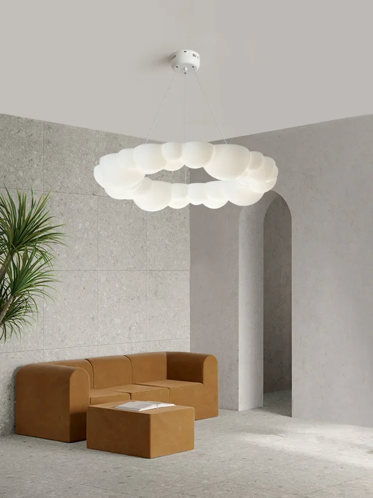 Suspension lumineuse moderne blanc billes arrondies opacité salon chambre étude led 249 2000lm