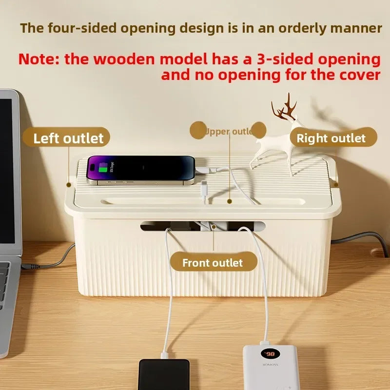 boîte rangement cordon alimentation blanc rayures moderne grande petite