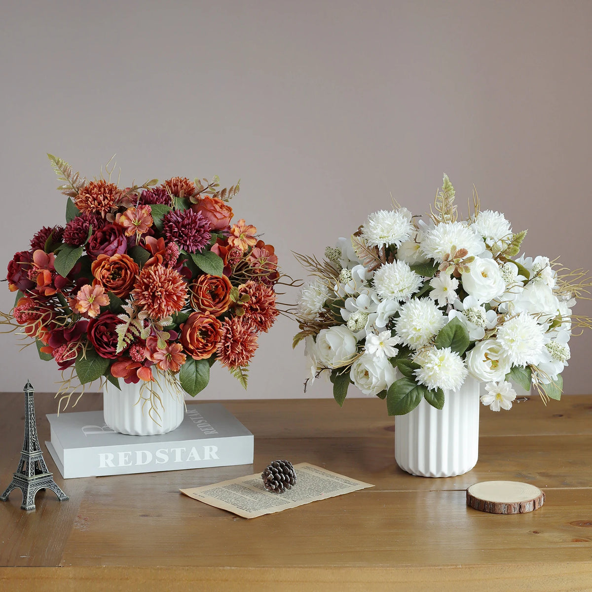 bouquet fleurs artificielles roses soie décoration maison mariage anniversaire élégant intérieur