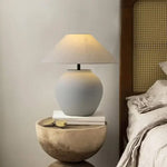 lampe table moderne céramique gris abat jour beige led rechargeable télécommande chambre coucher