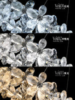 Suspension lumineuse moderne transparente argentée fleurs cristal 3000k 6000k chambre salon