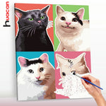 tableau peindre diy chats moderne peinture l'eau guide pinceaux toile opaques pop art decoration