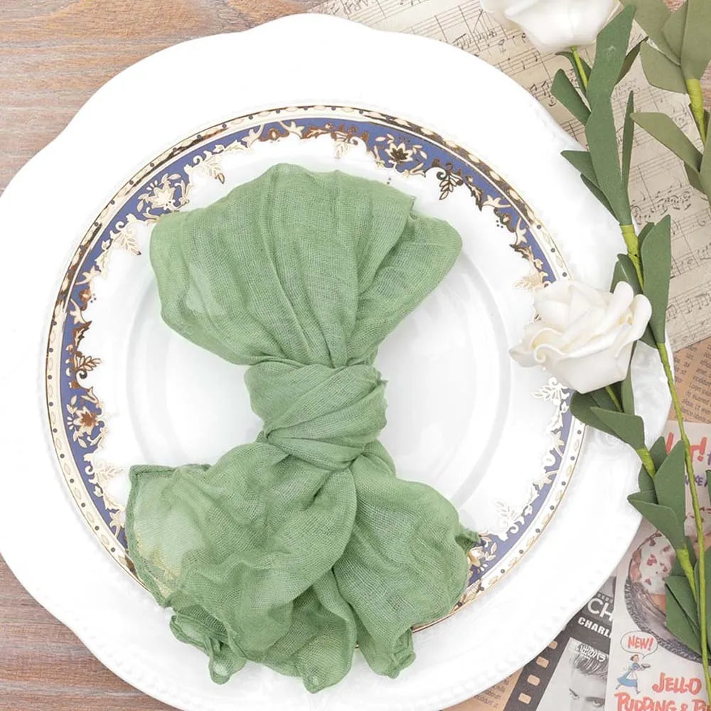 serviettes table moderne vert olive 100% polyester anneaux métalliques maison restaurant mariage fêtes textures