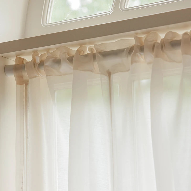 rideau blanc voile plissé moderne élégant transparent pompons 100x120cm 140x120cm 140x160cm