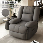 fauteuil relax contemporain cuir gris bois simple moderne poignées bouton commande
