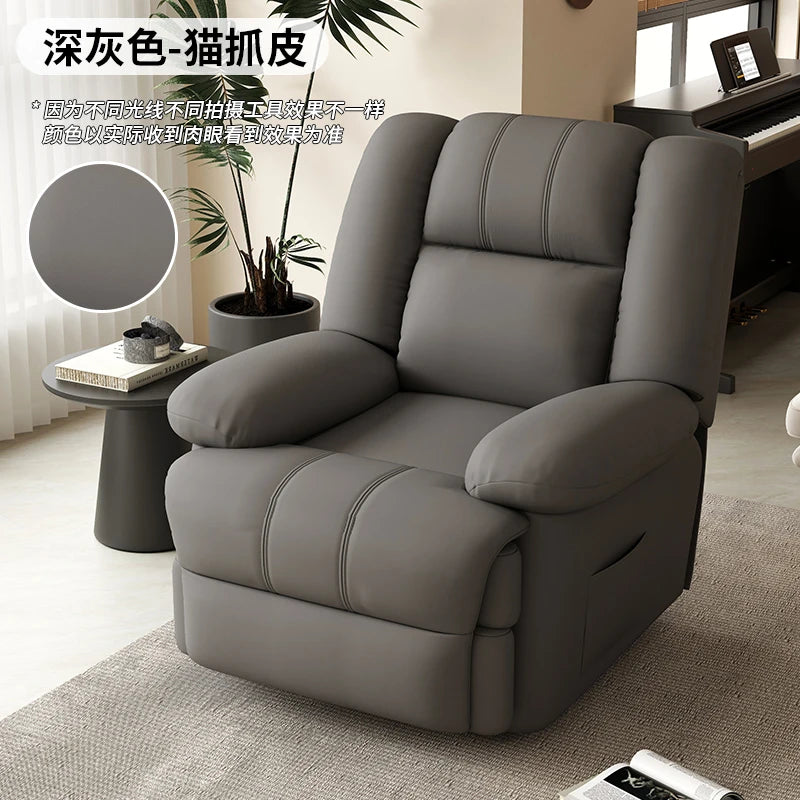 fauteuil relax contemporain cuir gris bois simple moderne poignées bouton commande