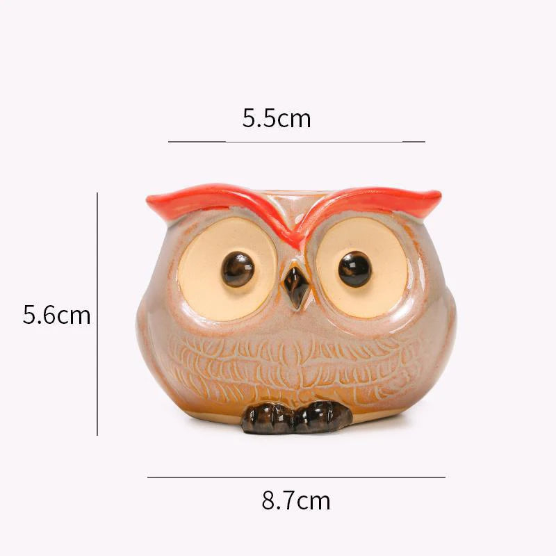 cache pot oiseau stylisé succulente céramique glacé rose clair beige noir