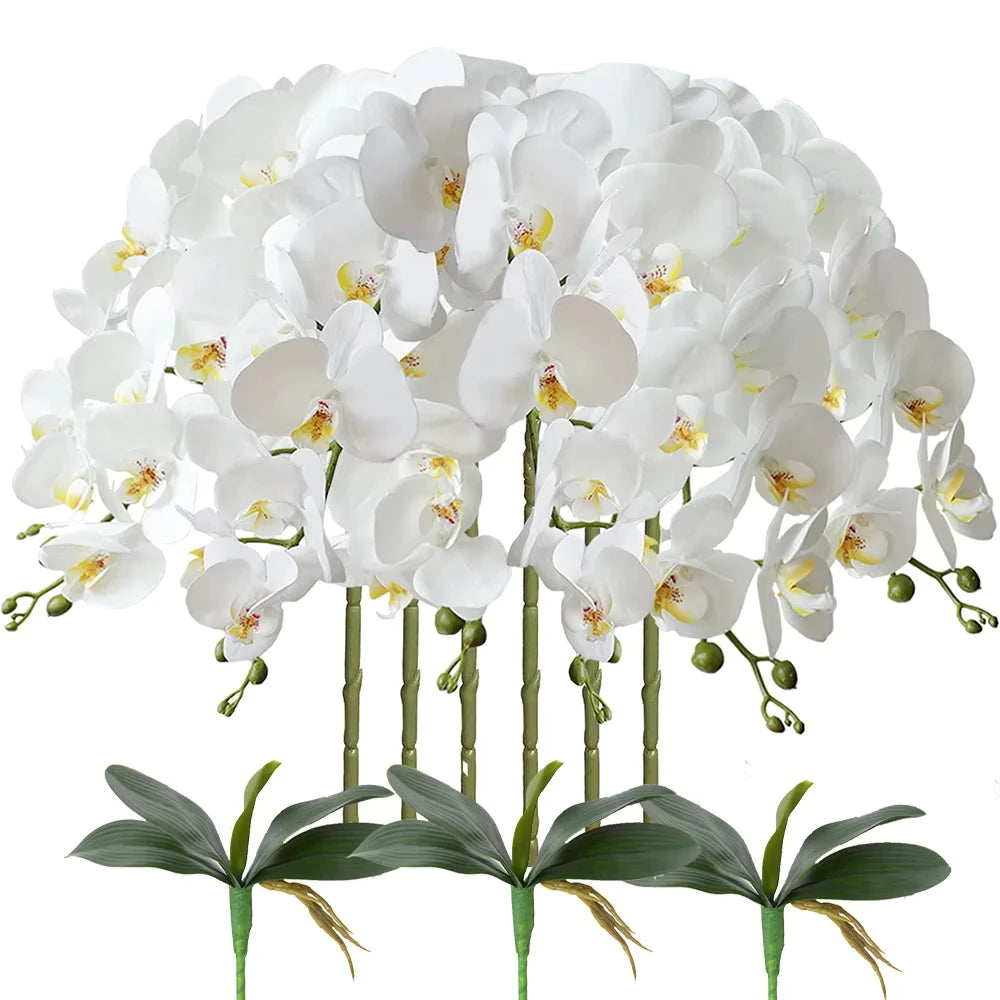 Orchidées artificielles blanc fleurissantes modernes décoration intérieure élégante vase doré maison mariage