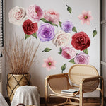 sticker mural floral aquarelle roses pivoines 20 pièces adhésif décoration romantique chambre salon
