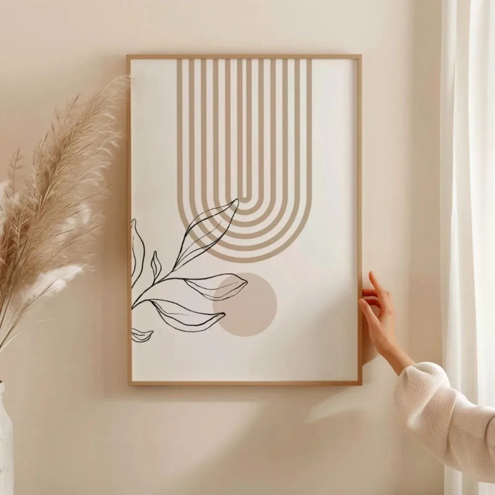 affiches abstraites minimalistes toile géométriques feuilles stylisées sans cadre modernes