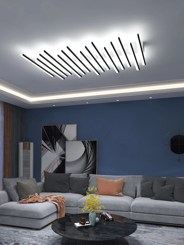 luminaire led moderne noir blanc minimaliste barreaux lisses opaques semi encastré