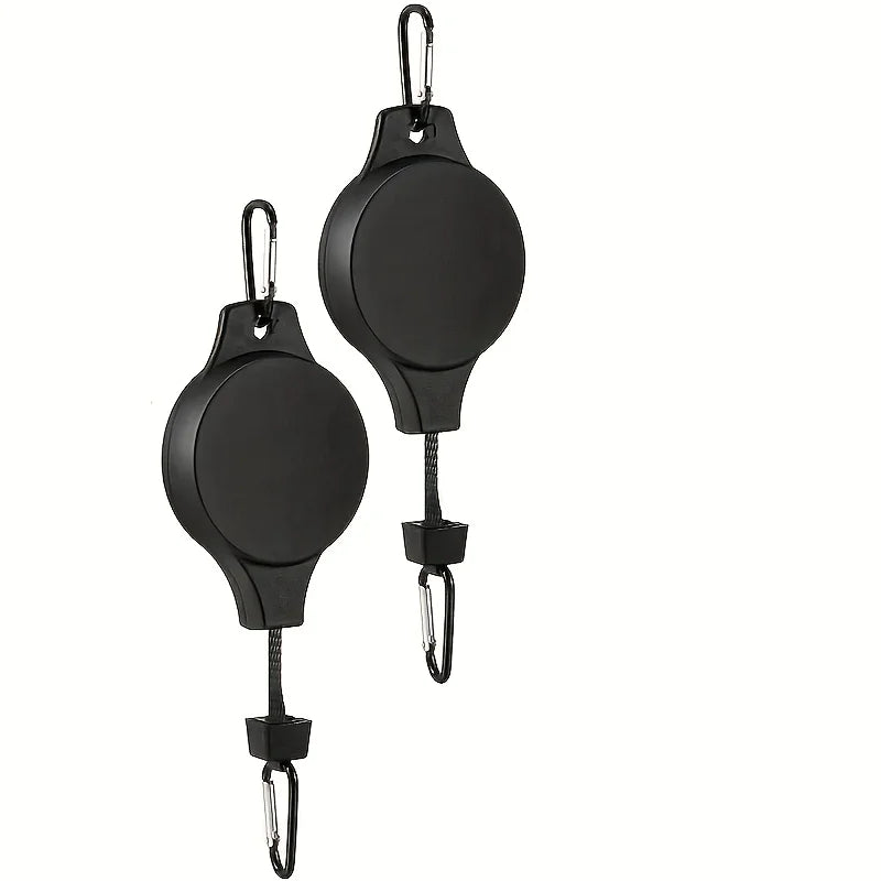 suspension plante rétractable carabiners noir argenté système support plante macramé cloison fonctionnel utilitaire