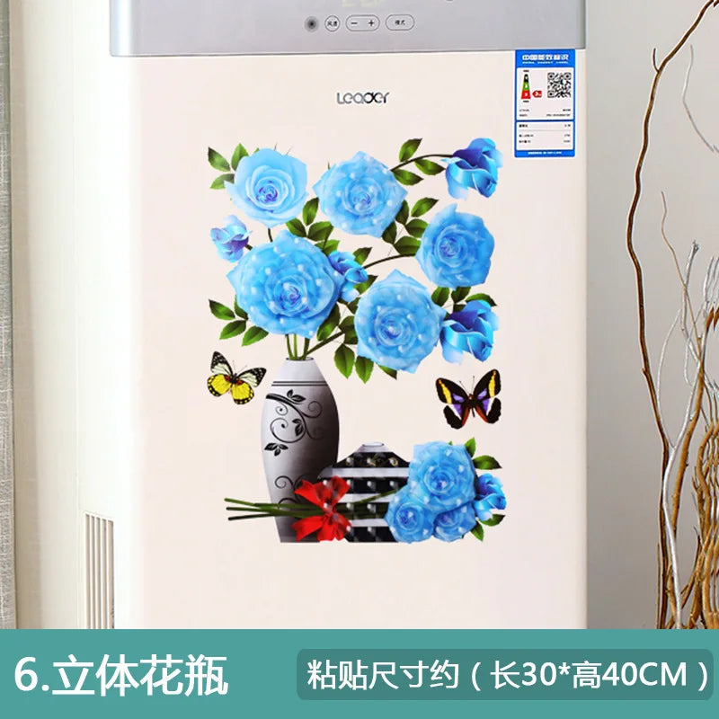 sticker mural 3d moderne fleurs papillons rose beige noir opaque chambre coucher PVC