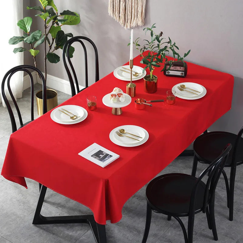 nappe table rouge uni moderne imperméable polyester mariage fête mère carnaval extérieur