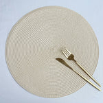 tapis table tissé spirale moderne orange rouge bleu beige placemat assiette cuillère verre