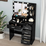 meuble coiffeuse miroir led éclairage réglable noir blanc rose beige