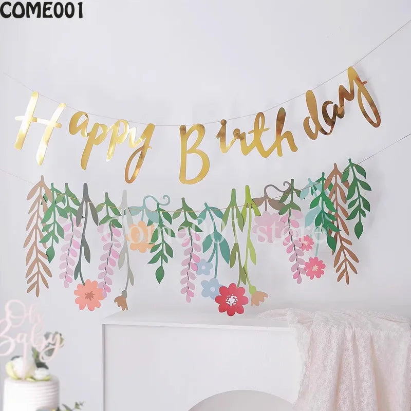 guirlande festive fleurs multicolores anniversaire mariage décoration papier texturé moderne