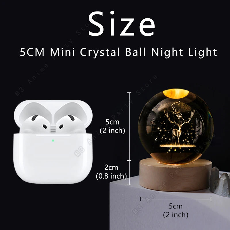 veilleuse boule cristal arbre étoiles transparente base bois câble usb decoration chambre moderne