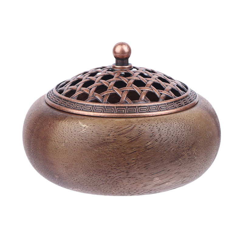 cendrier bois marron ajouré traditionnel décoration intérieure thé prière yoga aromathérapie