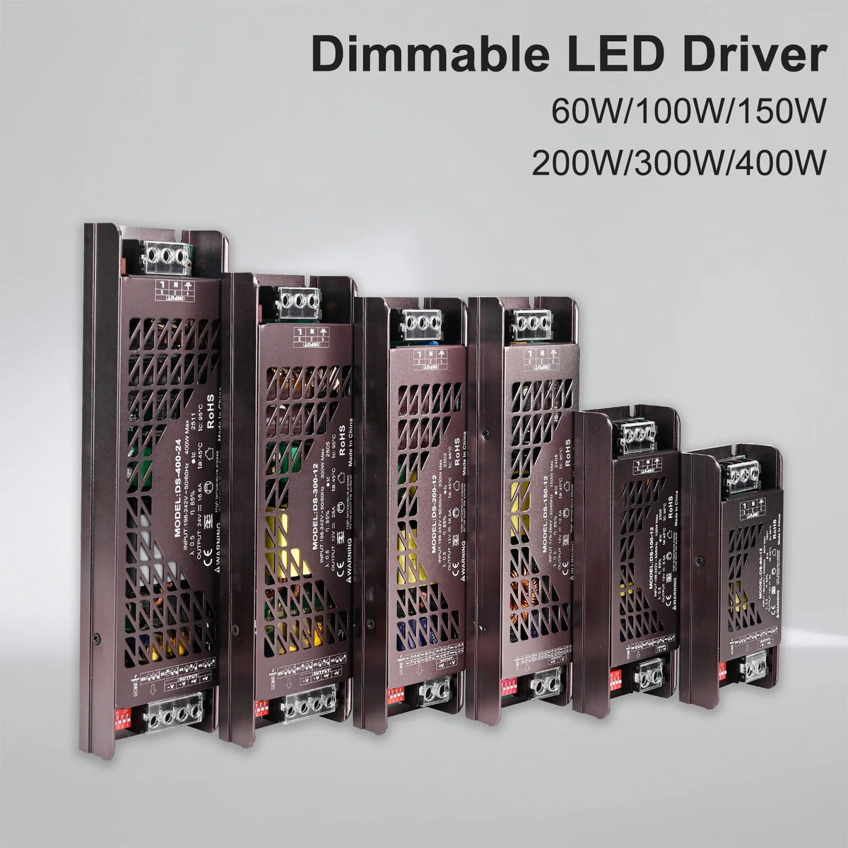 alimentation led ajustable 12v 24v 60w 100w 150w 200w 300w 400w sans ventilateur moderne