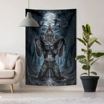 tapisserie loup garou blanc gris forêt musculaire dorés chambre décoration murale imprimée fantaisie sportive