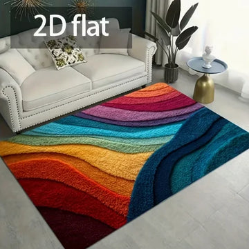 tapis multicolore rayures ondulées moderne 50cm 80cm polyester polypropylène chambre salon extérieur