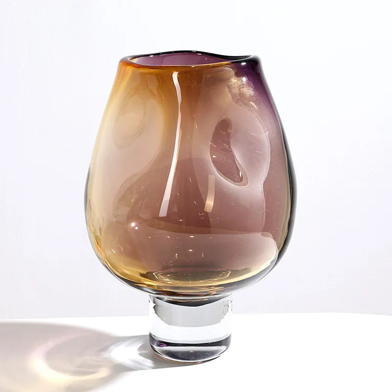 vase moderne marbré marron bleu base solide dégradé couleur décoration intérieure table fleurs opacité