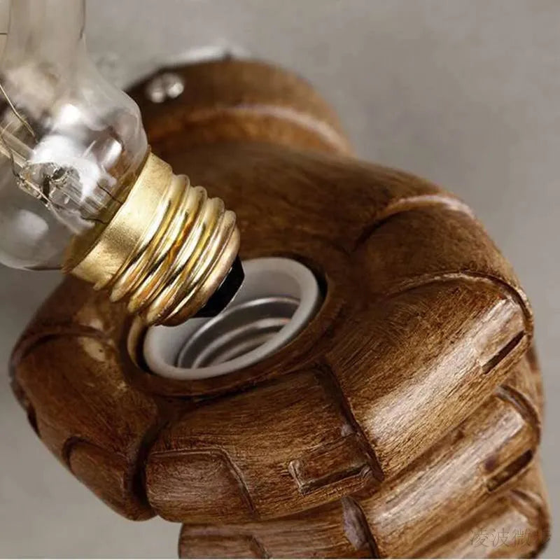 lampe murale vintage industrielle main sculptée marron clair doré filament fixée éclairage cuisine chambre