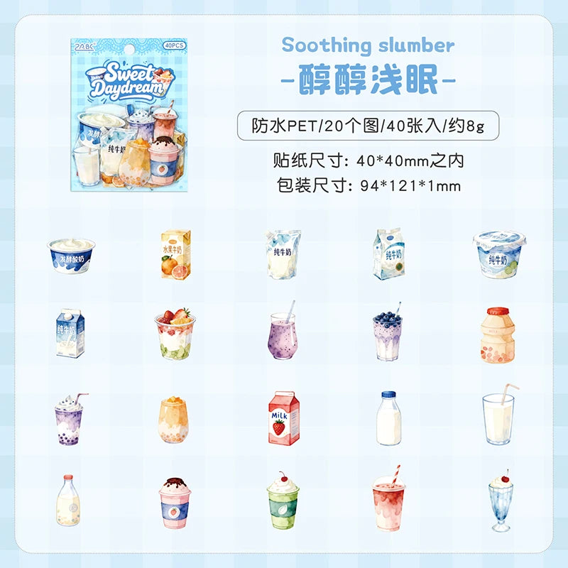 autocollants boissons aquarelle fruits bouteilles verres opaques illustratifs scrapbooking artisanat collage journaling