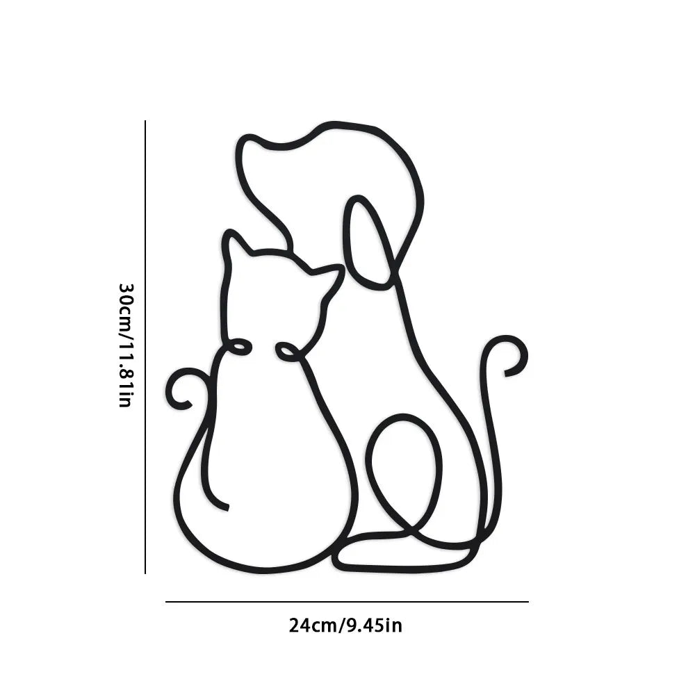 sculpture murale moderne deux chats noirs silhouette simple métal minimaliste