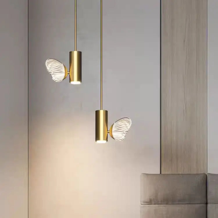 lampe suspendue or blanc papillons relief cercles lumineux moderne minimaliste certifiée led acrylique haute