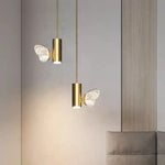 lampe suspendue or blanc papillons relief cercles lumineux moderne minimaliste certifiée led acrylique haute
